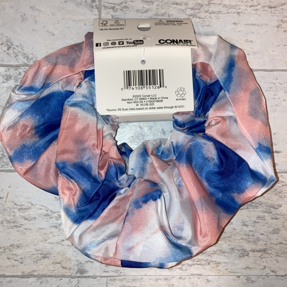 Conair Earth-Friendly Upcycled Shower Scrunchie Hair Ties Blue & Pink Swirl - Picture 5 of 5